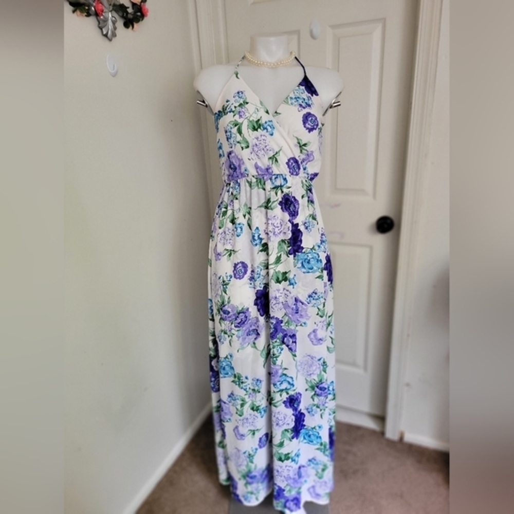 Floral Spaghetti Strap Dress Peach Love California